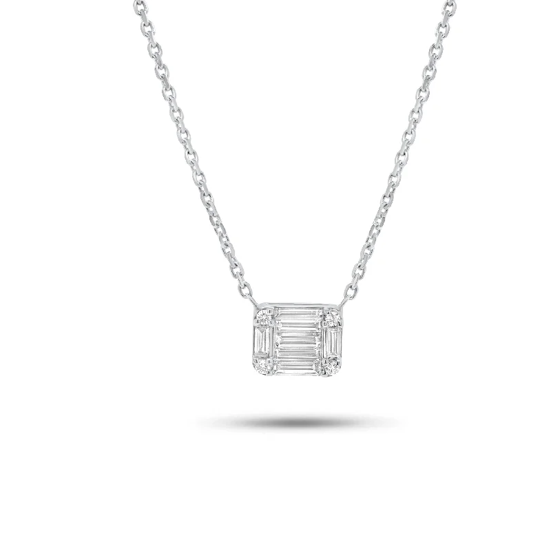 Women’s charm necklaces-0.38 ct Emerald-Cut Diamond Illusion Pendant Necklace