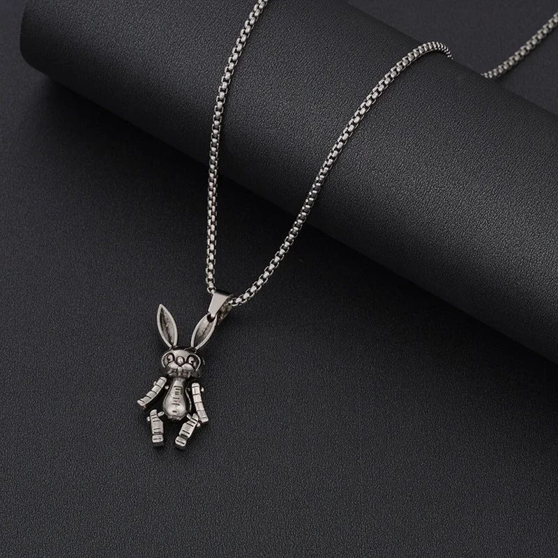 Blackening Activity Rabbit Titanium Steel Necklace 60cm