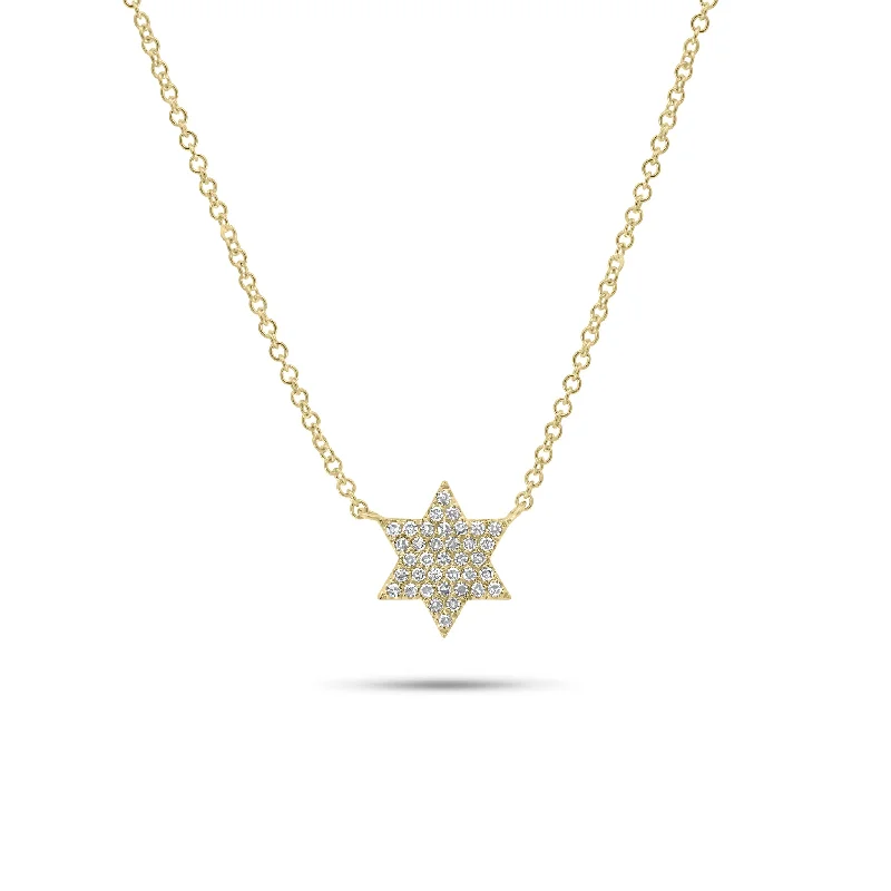 Women’s layered silver necklaces-0.12 ct Pave Diamond Star of David Pendant Necklace