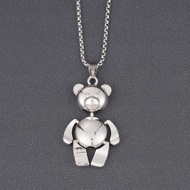 Glossy Bear Titanium Steel Necklace 70cm