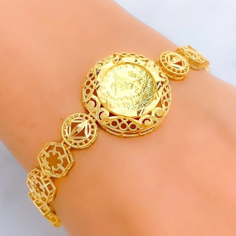 Women’s custom bracelets-Embellished Floral Vine 21k Gold Bracelet