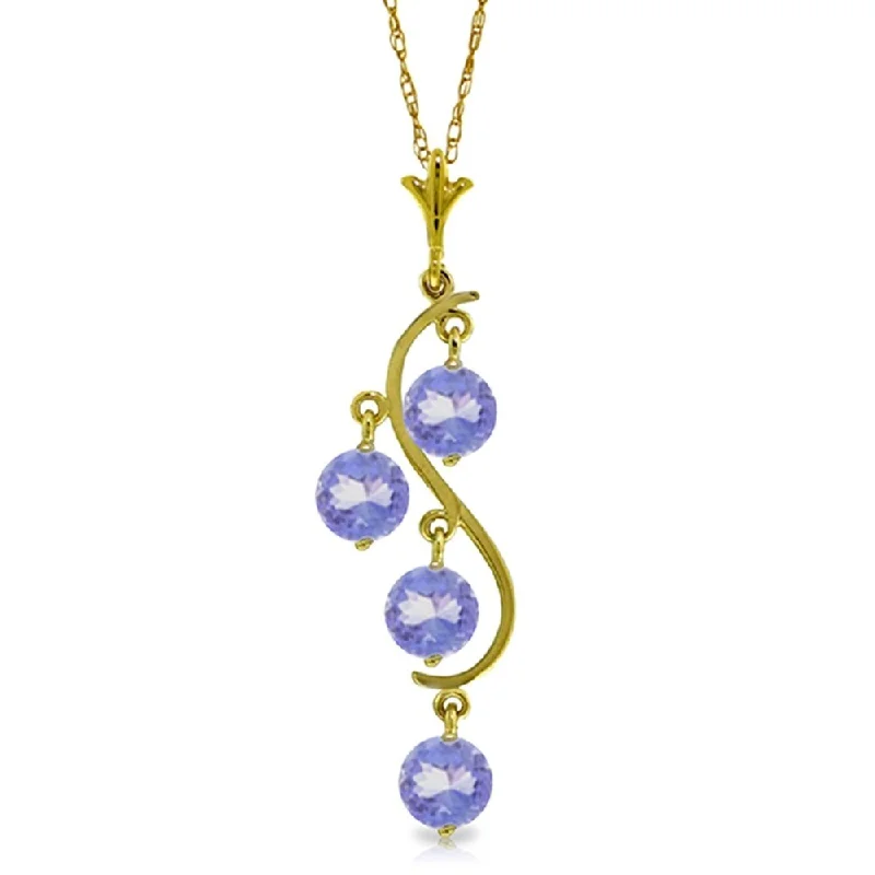 Women’s solitaire rings-2 Carat 14K Gold Spring Night Tanzanite Necklace