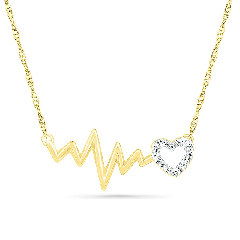 Women’s birthstone necklaces-Heartbeat with Diamond Heart Necklace