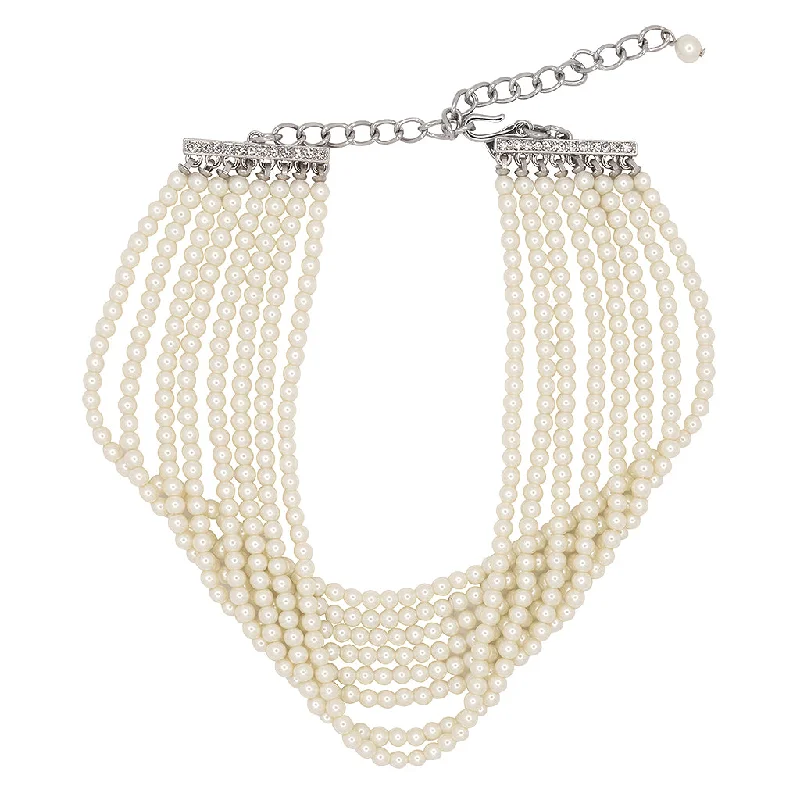 Women’s unique necklaces-Eight Row Pearl Choker