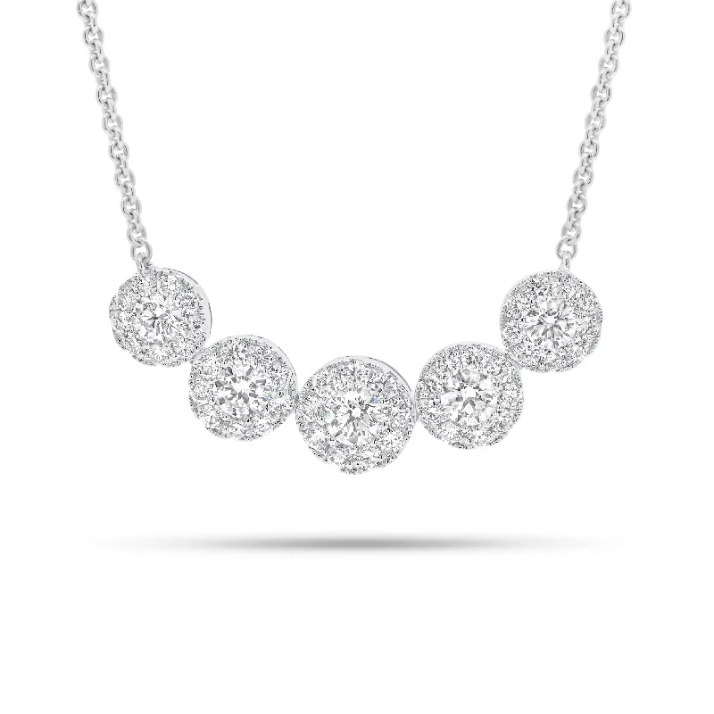 Women’s multi-layered necklaces-Halo Diamond Bar Necklace