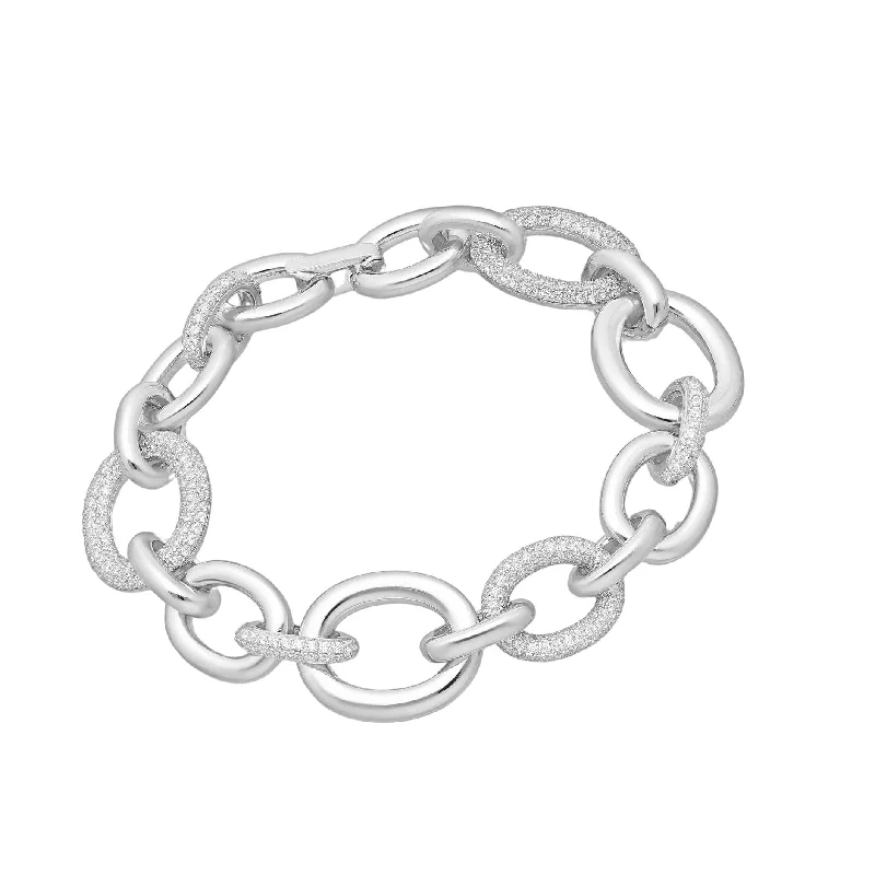 Women’s elegant tennis bracelets-Sterling Silver Link Statement Bracelet