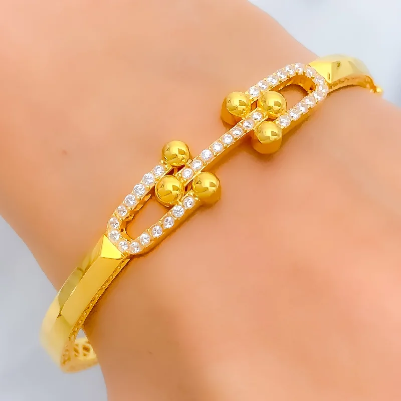 Women’s tennis bracelets-Sleek Contemporary 21k Gold Bangle Bracelet