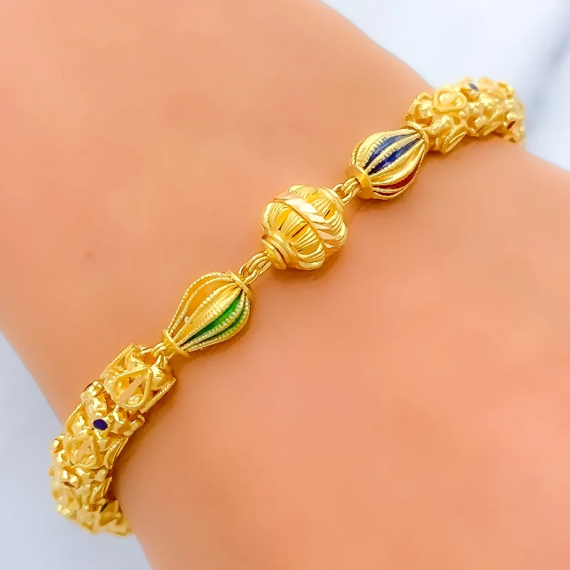 Women’s elegant bangles-Beautiful Mulit-Color 22k Gold Bracelet