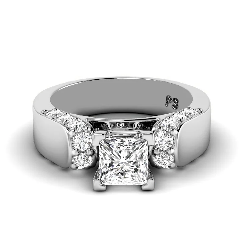 Women’s engagement rings with pearls-1.15-3.65 CT Round & Princess Cut Lab Grown Diamonds - Engagement Ring