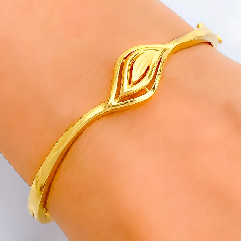 Women’s gemstone bracelets-Everlasting Flawless 22k Gold Leaf Bangle Bracelet