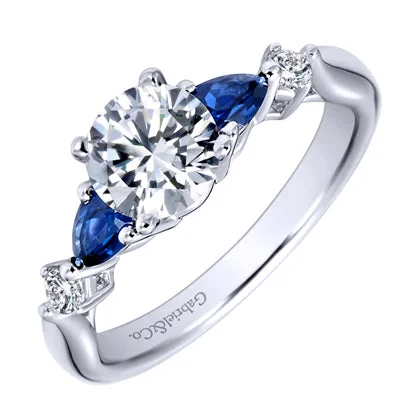 Women’s classic engagement rings-Gabriel Carrie Diamond and Sapphire Engagement Ring Setting in 14kt White Gold (1/10ct tw)