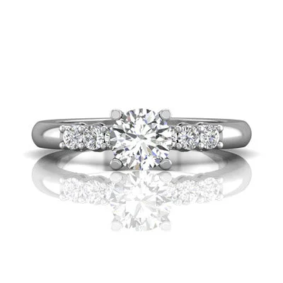 Women’s engagement rings with baguette diamonds-Martin Flyer Diamond Engagement Ring Setting in 14kt White Gold (1/3ct tw)