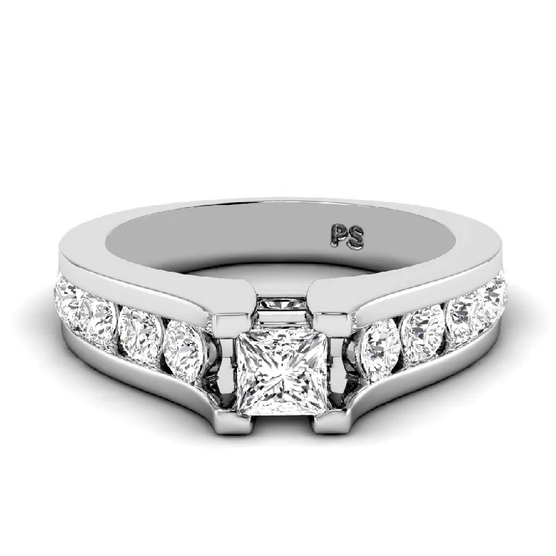 Women’s classic engagement rings-1.15-2.30 CT Round & Princess Cut Diamonds - Engagement Ring