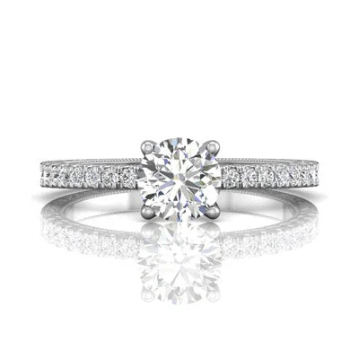 Women’s wide-band engagement rings-Martin Flyer Diamond Engagement Ring Setting in 14kt White Gold (1/5ct tw)