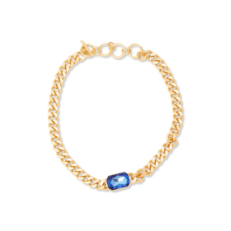 Women’s infinity chain necklaces-Gold Chain & Sapphire Toggle Necklace