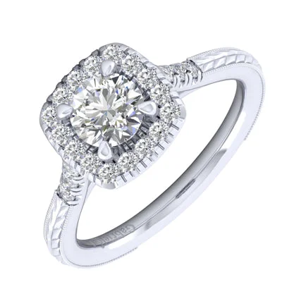 Women’s halo engagement rings-Gabriel Audrey Vintage Halo Diamond Engagement Ring Setting in 14kt White Gold (1/3ct tw)