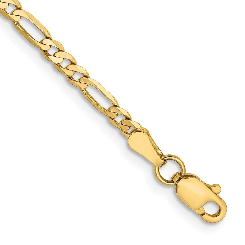 Women’s elegant gold bracelets-14k Yellow Gold 2.75mm Flat Figaro Chain Bracelet, 7"