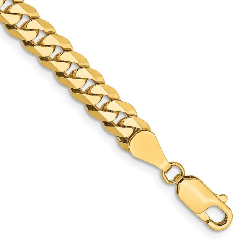 Women’s gemstone bangle sets-Curata 10k Yellow Gold 5.75mm Flat Beveled Curb Chain Bracelet