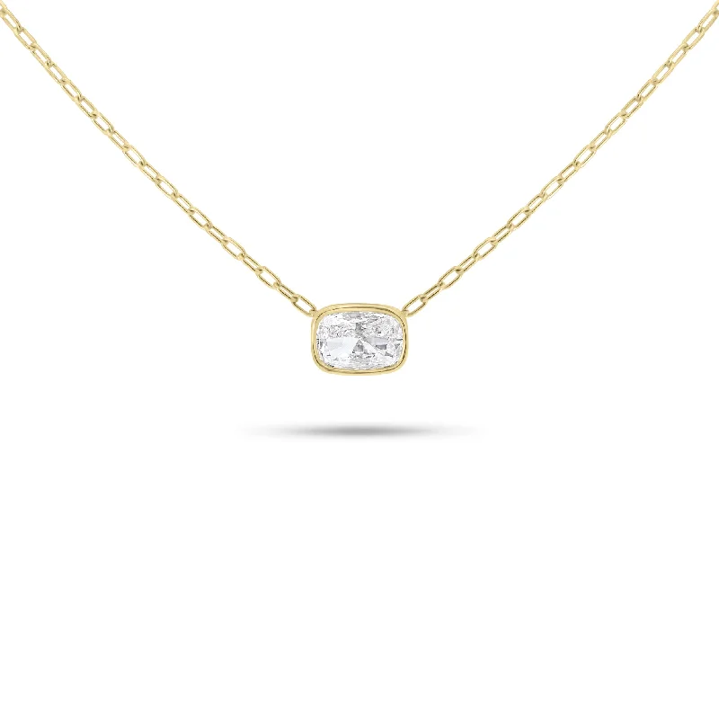 Women’s custom name necklaces-Cushion-Cut Diamond Solitaire Pendant Necklace