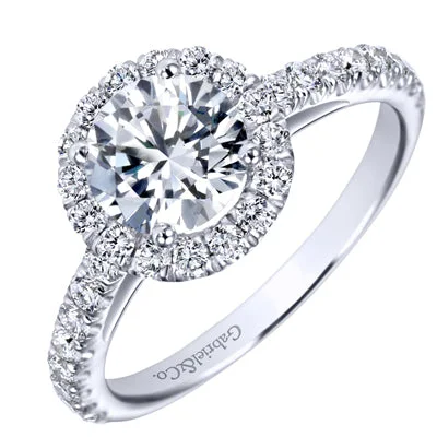 Women’s unique engagement rings-Gabriel Rachel Diamond Halo Engagement Ring Setting in 14kt White Gold (5/8ct tw)