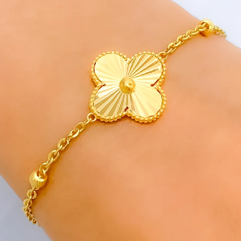 Women’s modern bracelets-Charming Engraved 21k Gold Bracelet