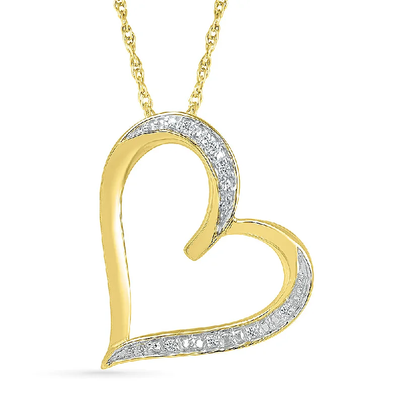 Women’s pendant necklaces-Diamond Tilted Heart Pendant Necklace