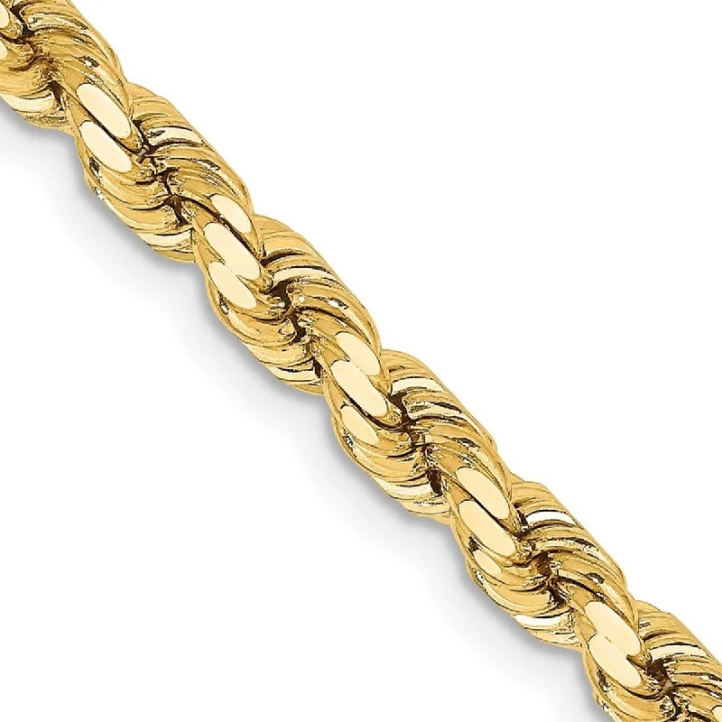 Women’s gold cuff bracelets-Curata 14k Yellow Gold 4.25mm Sparkle Cut Rope Chain Bracelet