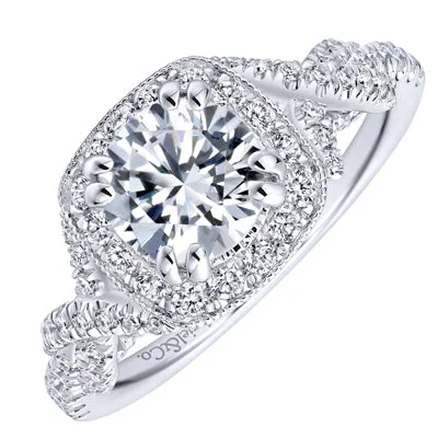 Women’s engagement rings with cushion diamonds-Gabriel Wisteria Halo Diamond Engagement Ring Setting in 14kt White Gold (3/4ct tw)