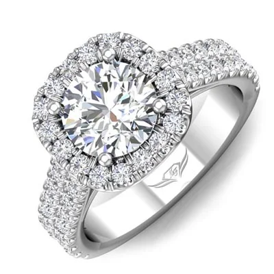 Women’s engagement rings with diamonds-Martin Flyer Diamond Halo Engagement Ring Setting in 14kt White Gold (1ct tw)