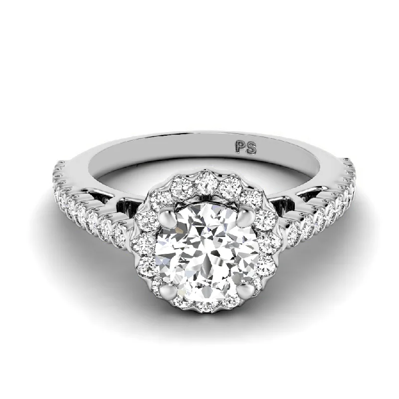 Women’s halo engagement rings-0.70-1.85 CT Round Cut Diamonds - Engagement Ring