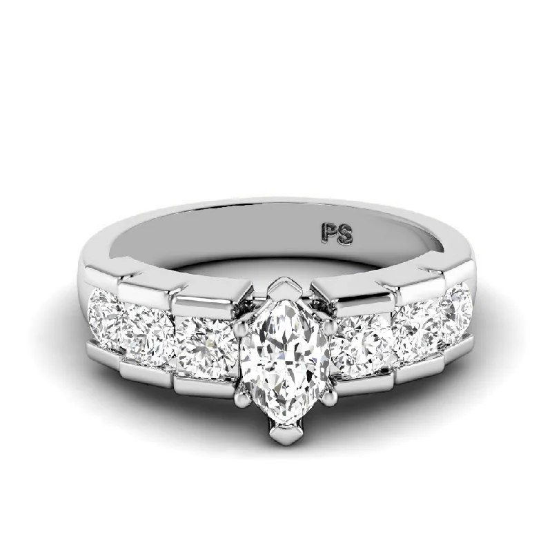 Women’s designer engagement rings-1.35-3.85 CT Round & Marquise Cut Lab Grown Diamonds - Engagement Ring