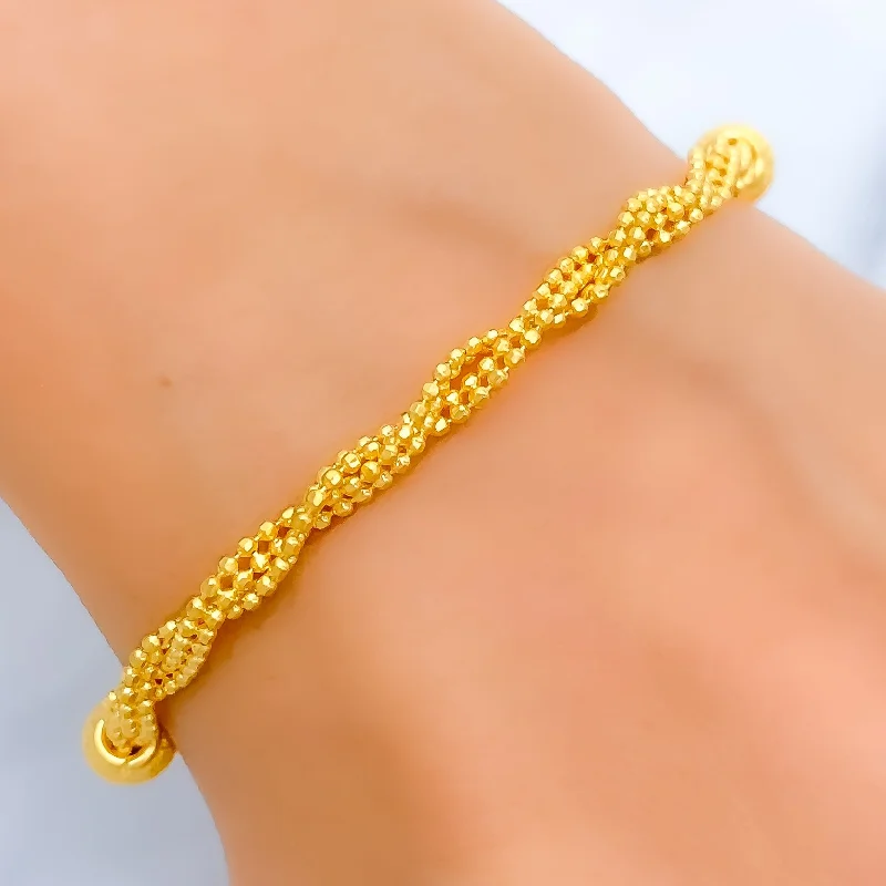 Women’s vintage charm bracelets-Evergreen Twisted Bead 22k Gold Bracelet