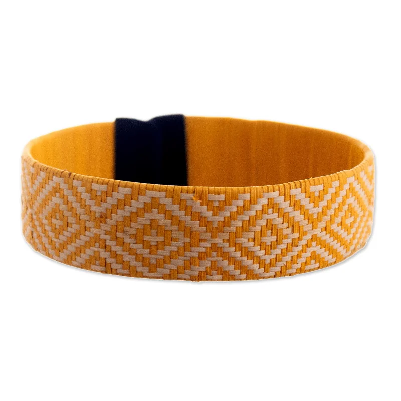 Women’s luxury gold bracelets-Novica Handmade Brilliant Sunshine Natural Fiber Cuff Bracelet