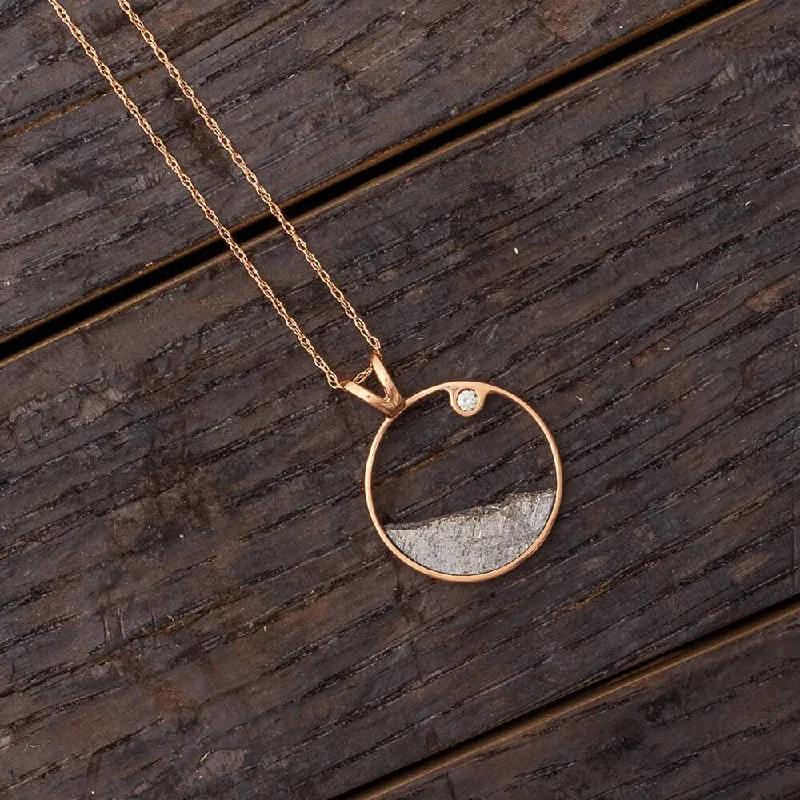 Women’s long necklaces-Meteorite Moonscape Necklace with Moissanite