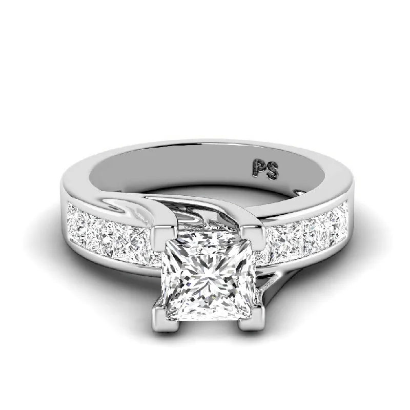 Women’s designer engagement rings-1.55-2.70 CT Princess Cut Diamonds - Engagement Ring