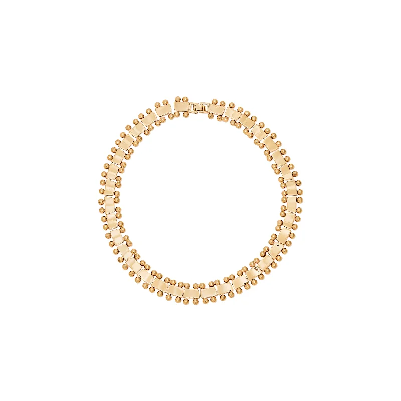 Women’s minimalist necklaces-Gold Beaded Collar Necklace