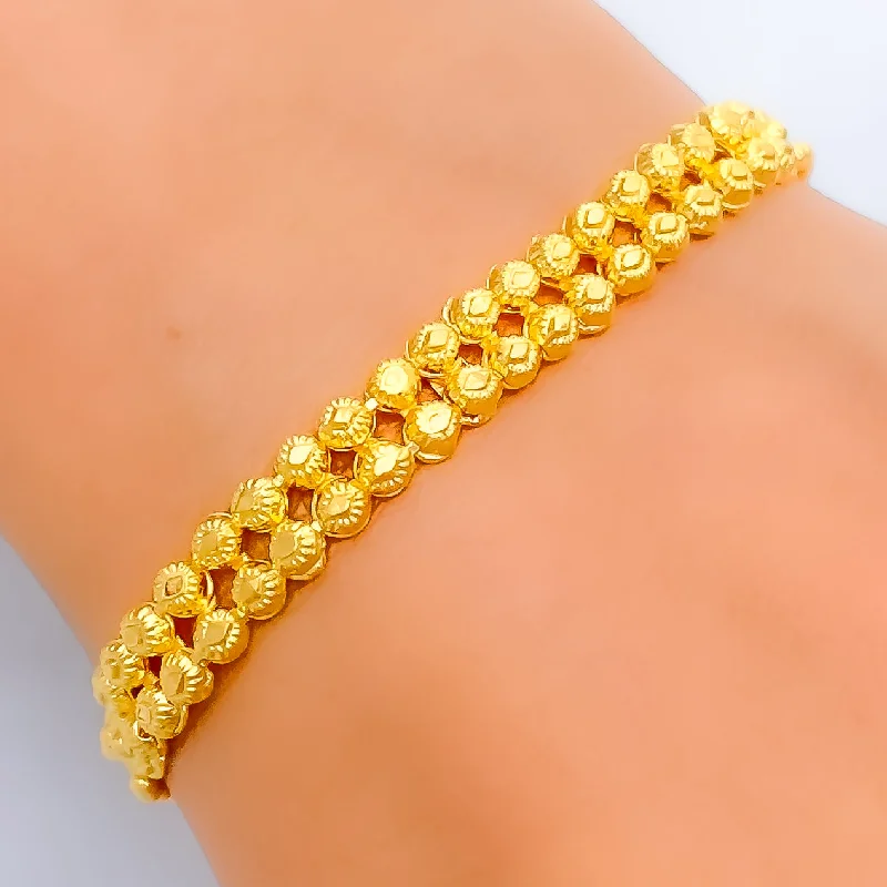 Women’s fashion bangle bracelets-Noble Majestic 22k Gold Artistic Bracelet