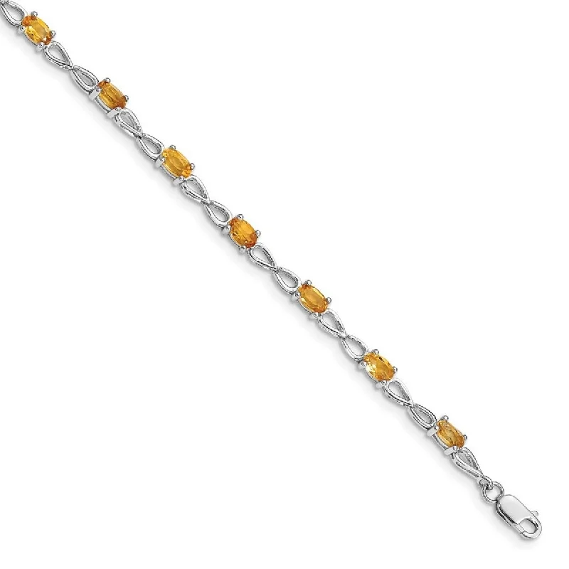 Women’s silver charm bracelets-Curata 925 Sterling Silver Polished Lobster Claw Closure Citrine Bracelet