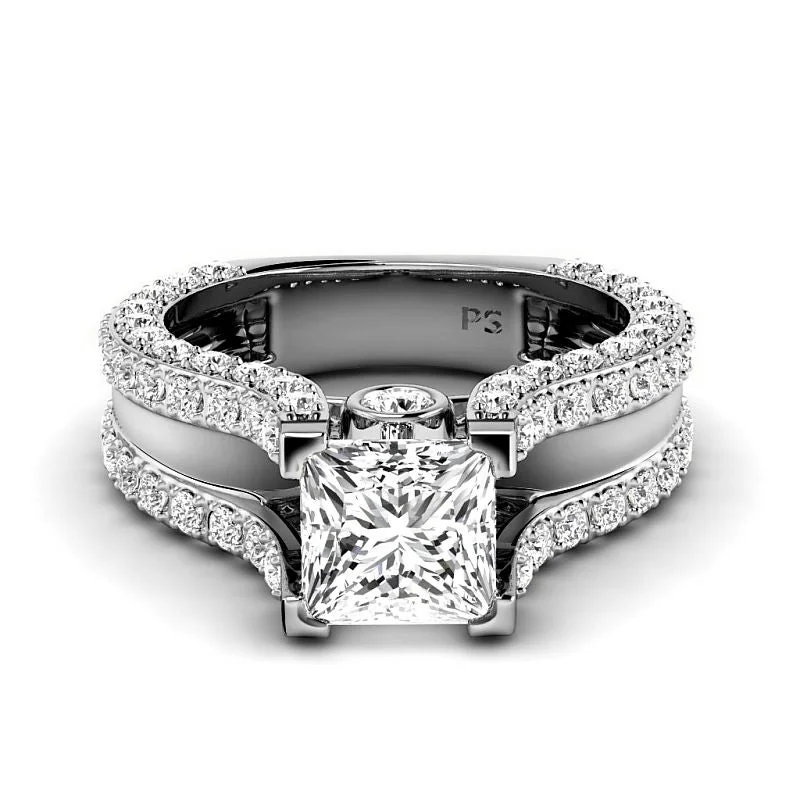 Women’s cushion halo engagement rings-1.45-2.60 CT Round & Princess Cut Diamonds - Engagement Ring