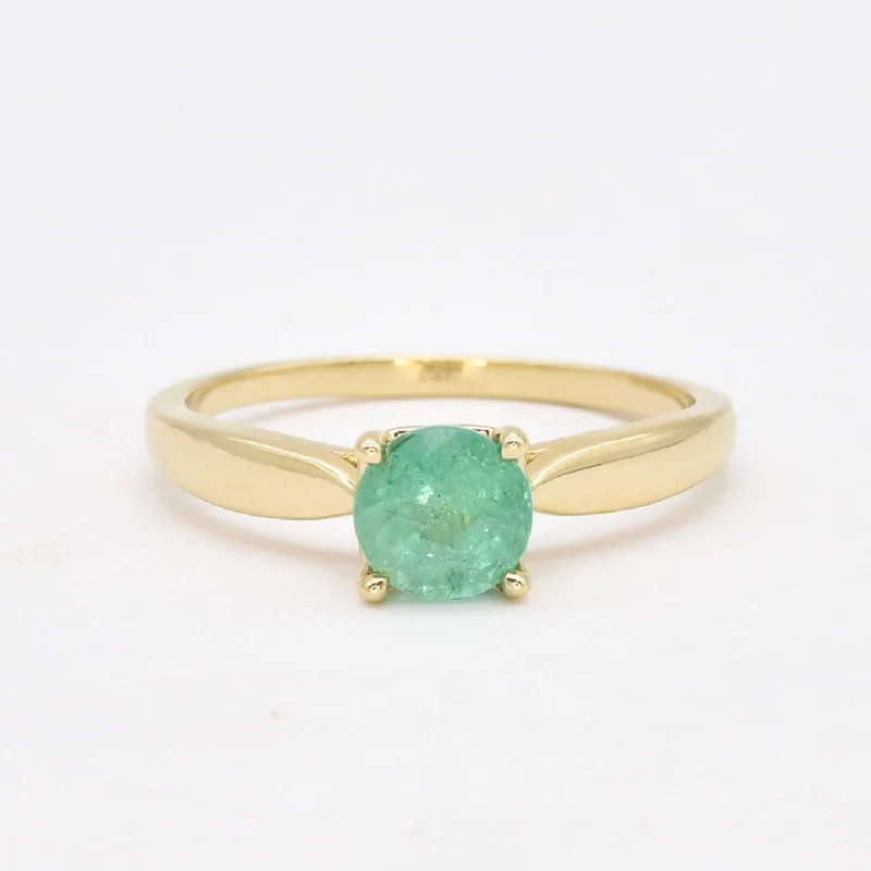 Women’s engagement rings for wide fingers-1 Carat Emerald Ring - Certified Emerald Ring - Solid 14k Gold Engagement Ring