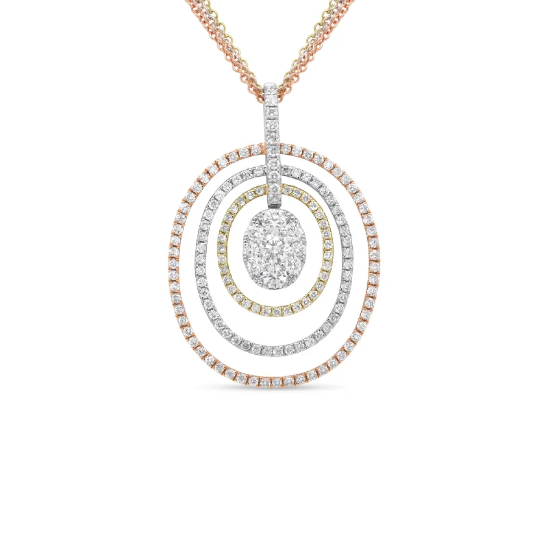 Women’s tennis necklaces-Diamond Concentric Ovals Pendant