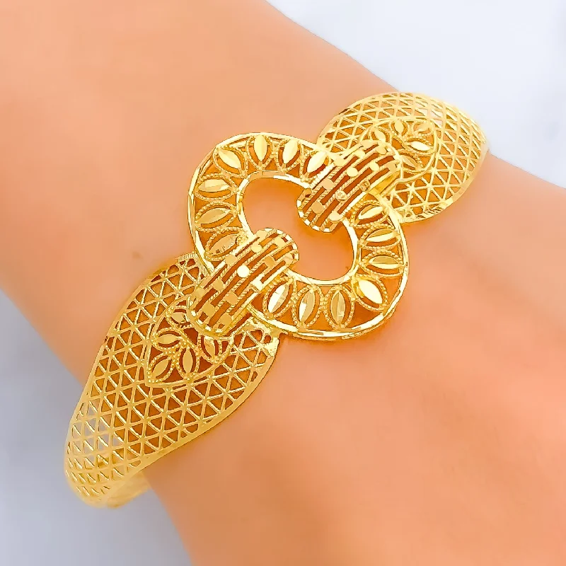 Women’s hammered bangles-Unique Captivating 22k Gold Leaf Bangle Bracelet