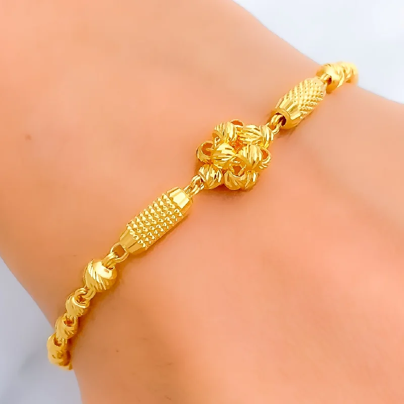 Women’s infinity bracelets-Timeless Beautiful Twisted Floral 22k Gold Bracelet