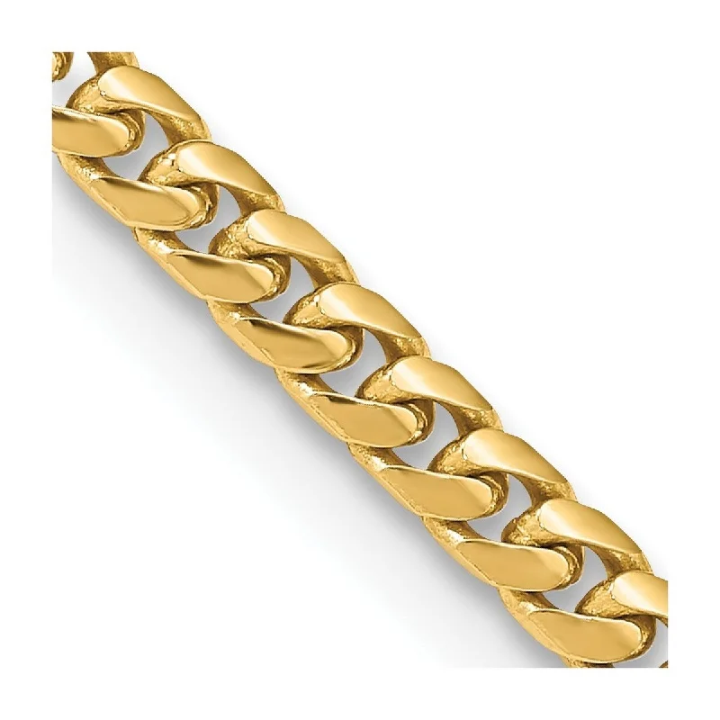 Women’s infinity bangle bracelets-Curata 14k Yellow Gold Solid Polished 4.3mm Domed Curb Chain Bracelet Lobster Claw