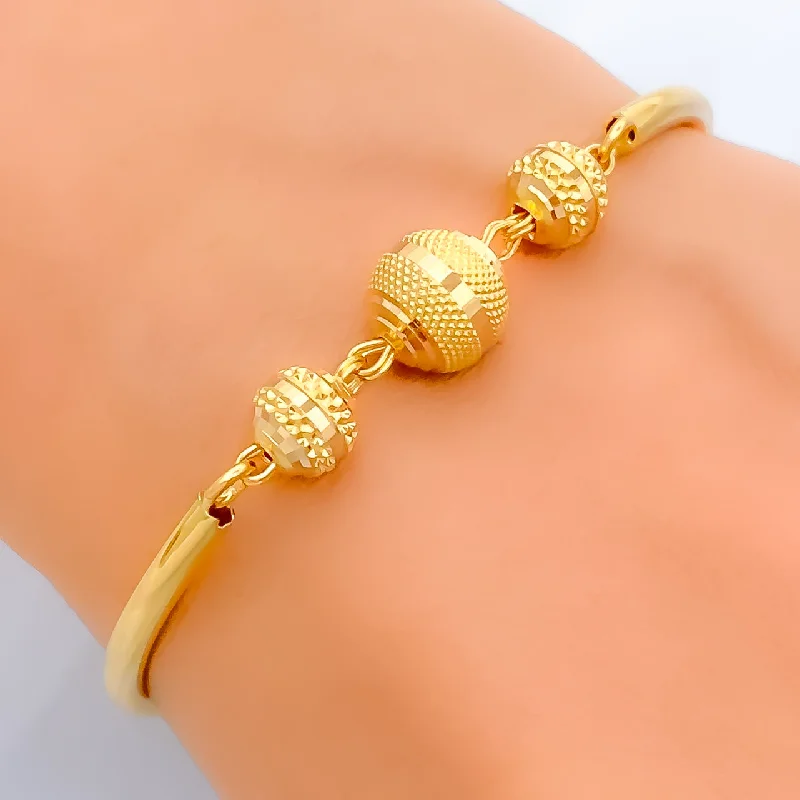 Women’s friendship bangles-Refined Charming 22k Gold Orb Flexi Bangle Bracelet