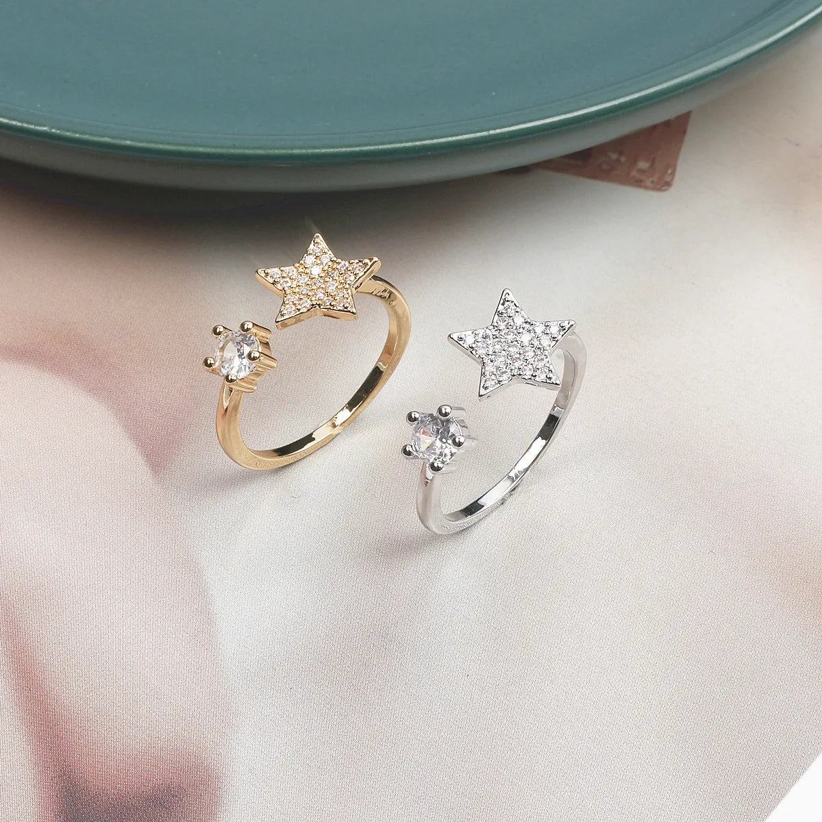 Women’s double stone rings-Simple Style Star Copper Plating Open Rings