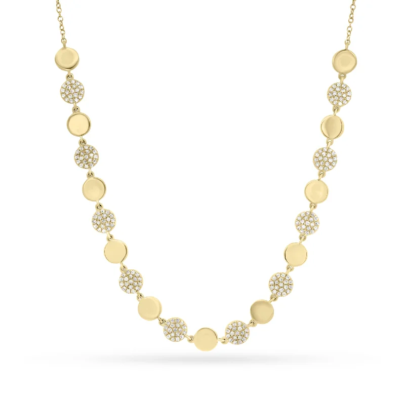 Women’s statement necklaces-Diamond & Gold Disc Necklace