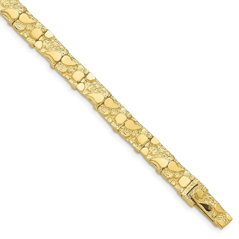 Women’s stackable bracelets-10k Yellow Gold 7.0mm NUGGET Bracelet, 7"