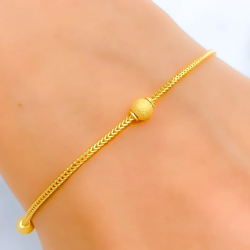 Women’s rose gold bangles-Lightweight Textured Orb Bracelet