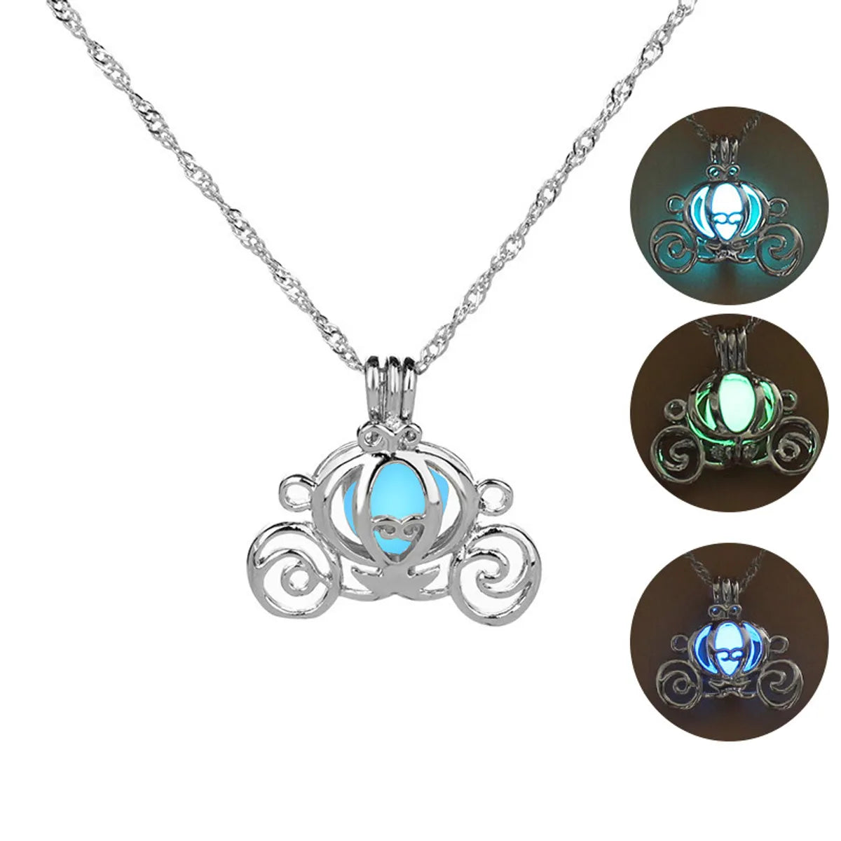 Women’s heart necklaces-Fashion Multicolor Hollow Pumpkin Car Pendant Luminous Bead Necklace